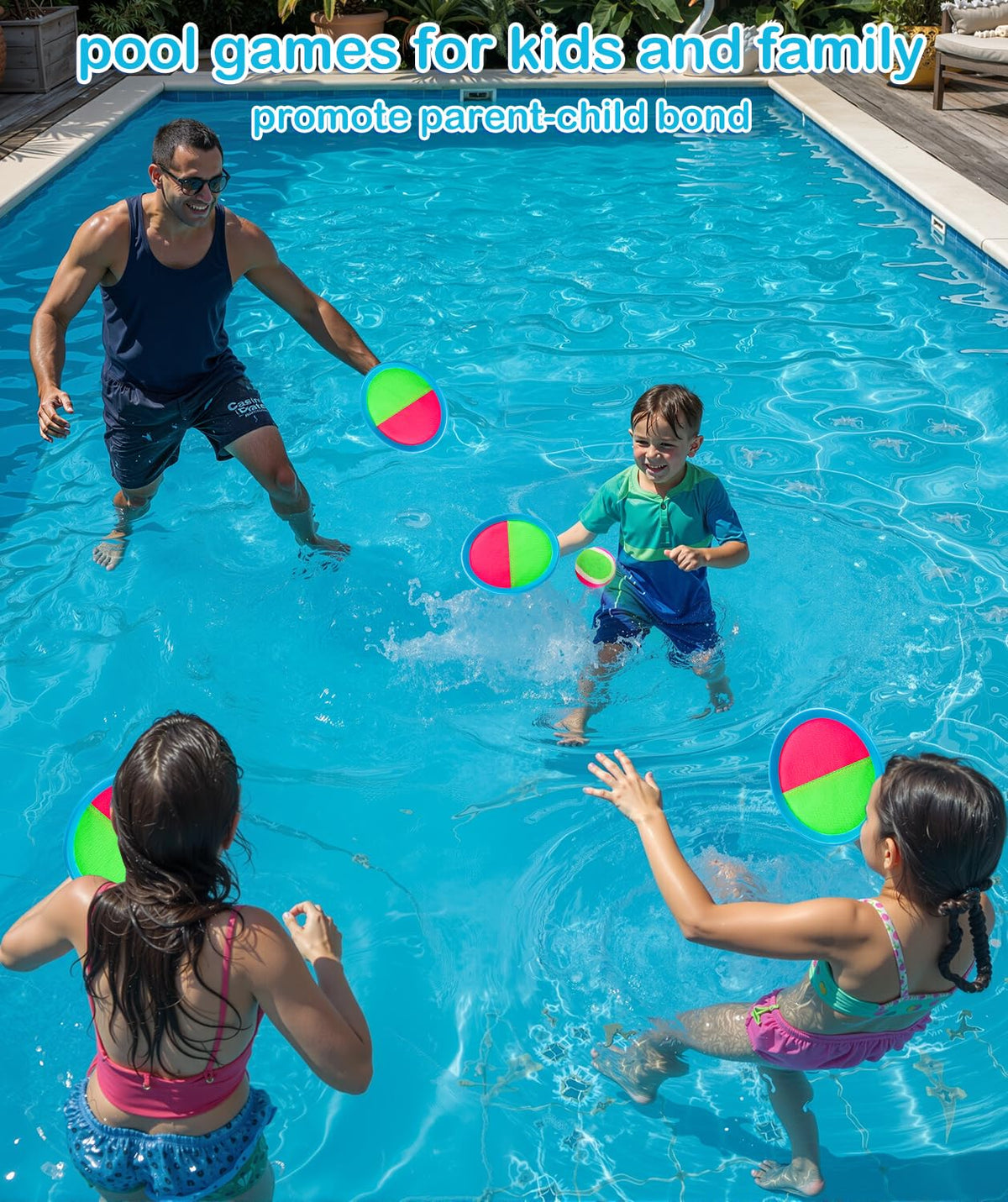 Qrooper in-action shot shows four players enjoying a beach game.