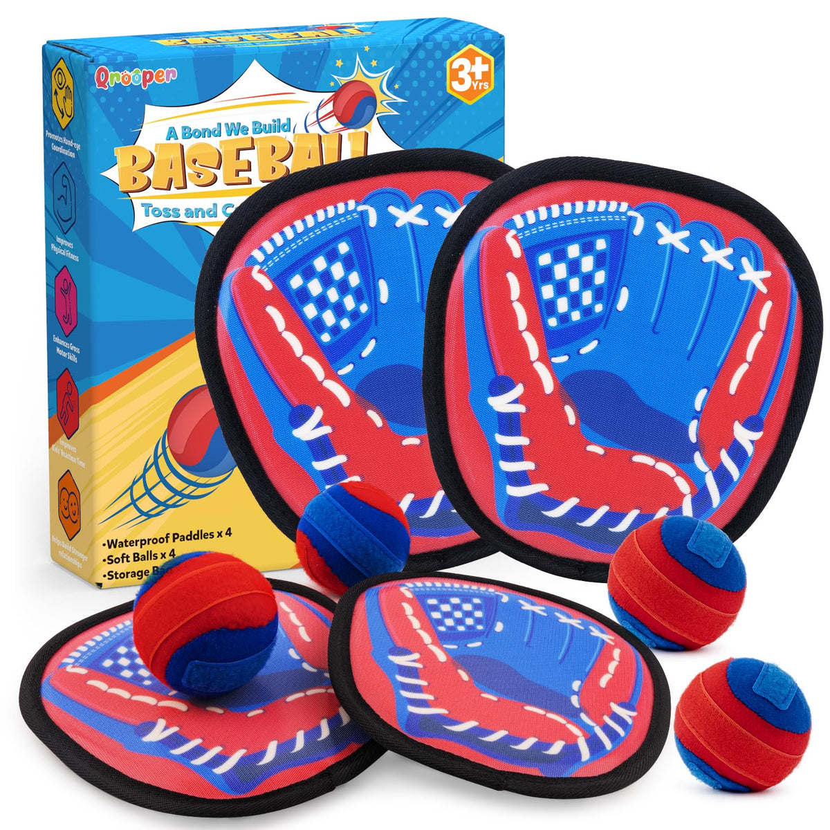 Qrooper toss and catch paddles for family fun and coordination