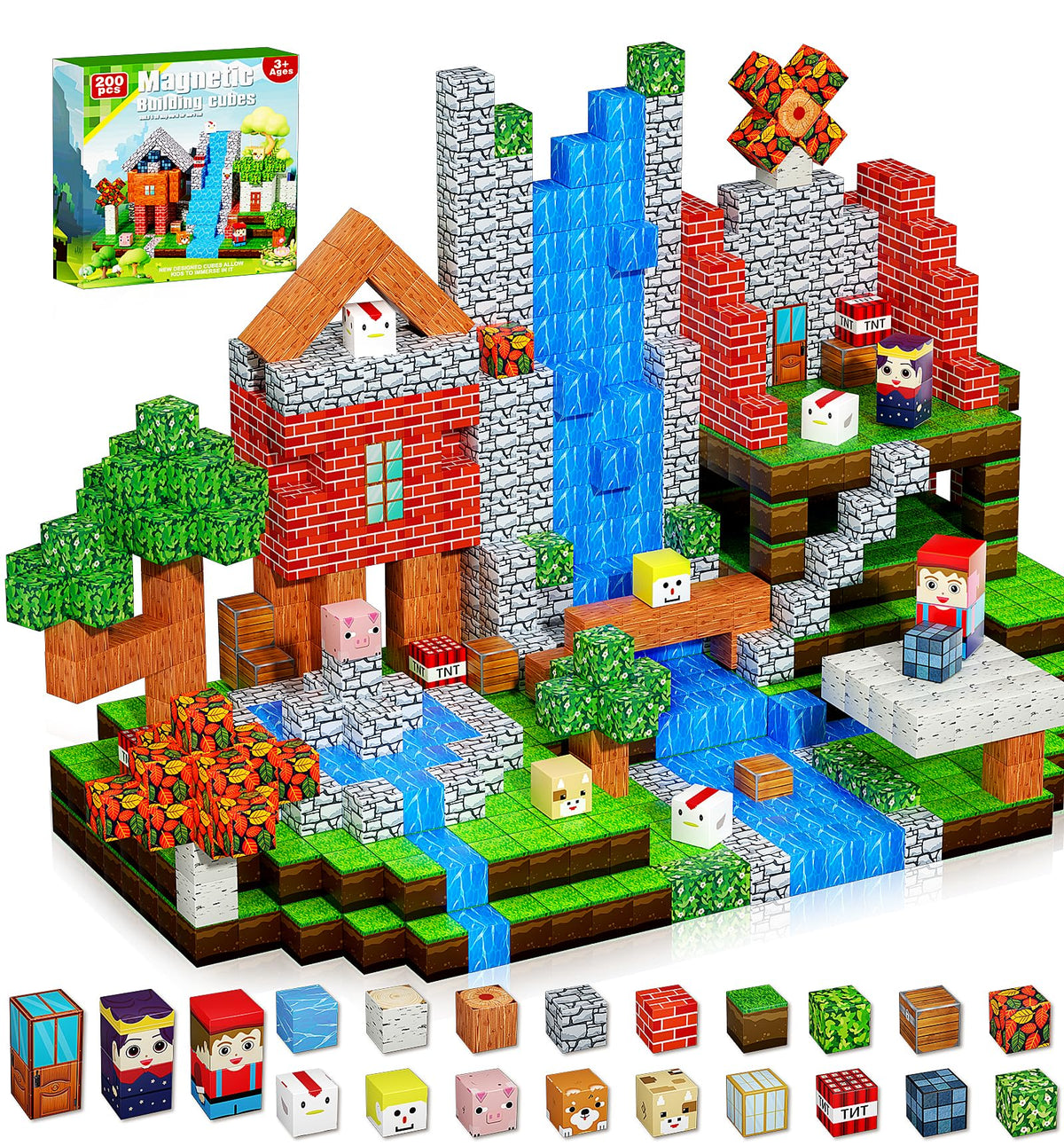 QRPQT forest-theme magnetic blocks for imaginative STEM play and forest world-building