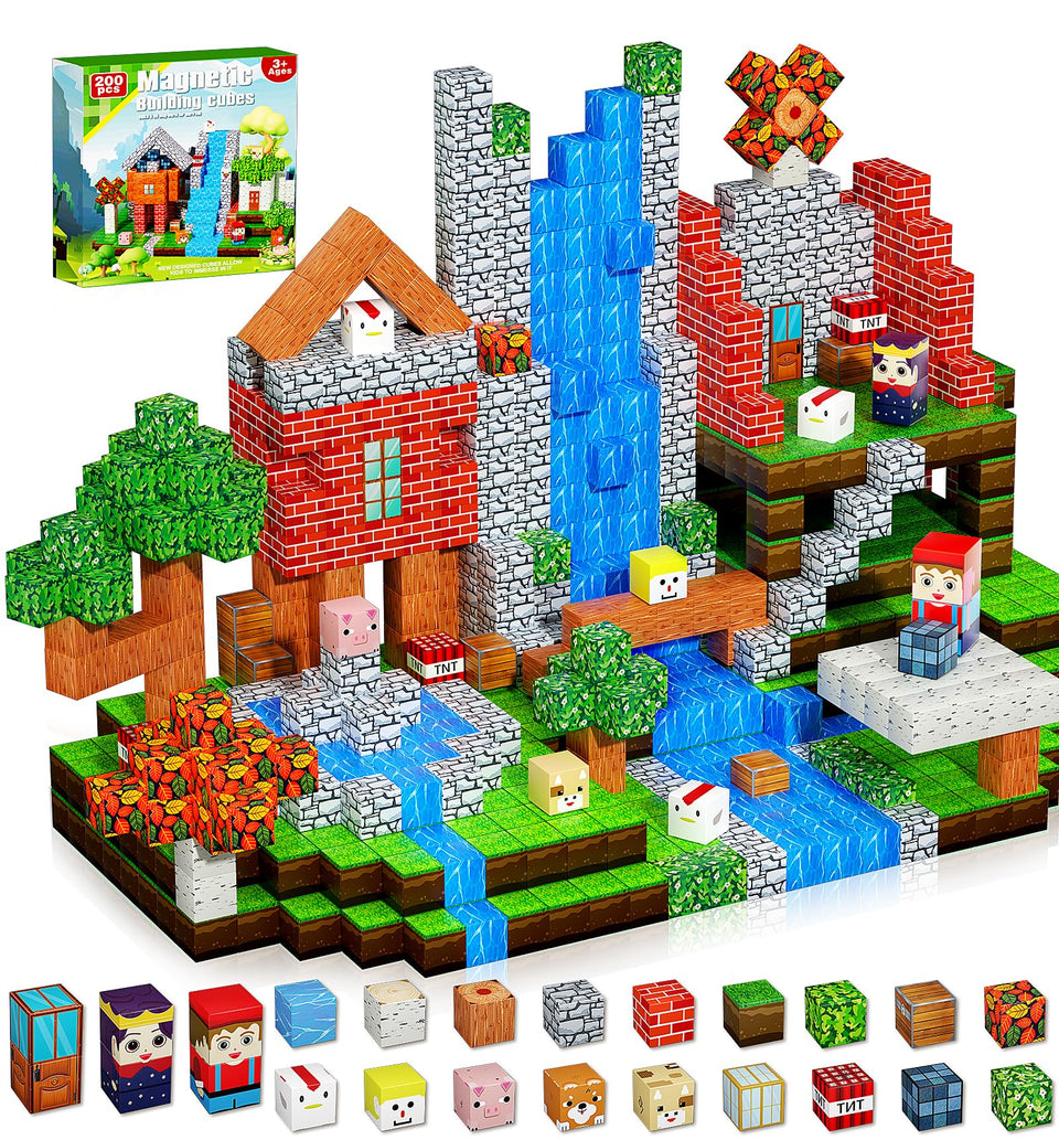 QRPQT forest-theme magnetic blocks for imaginative STEM play and forest world-building
