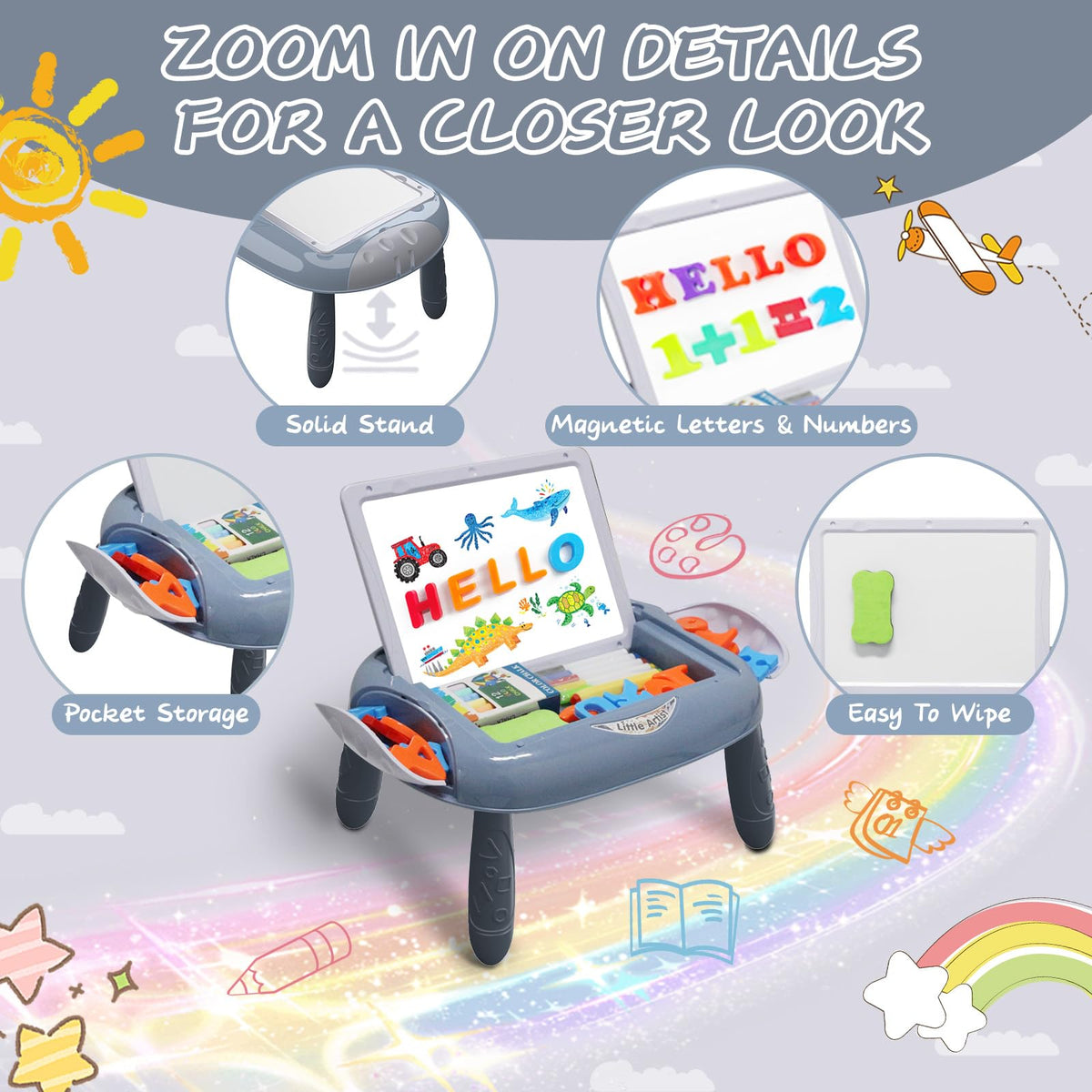 Qrytoi doodle easel with chalk board supports creative drawing and open ended play
