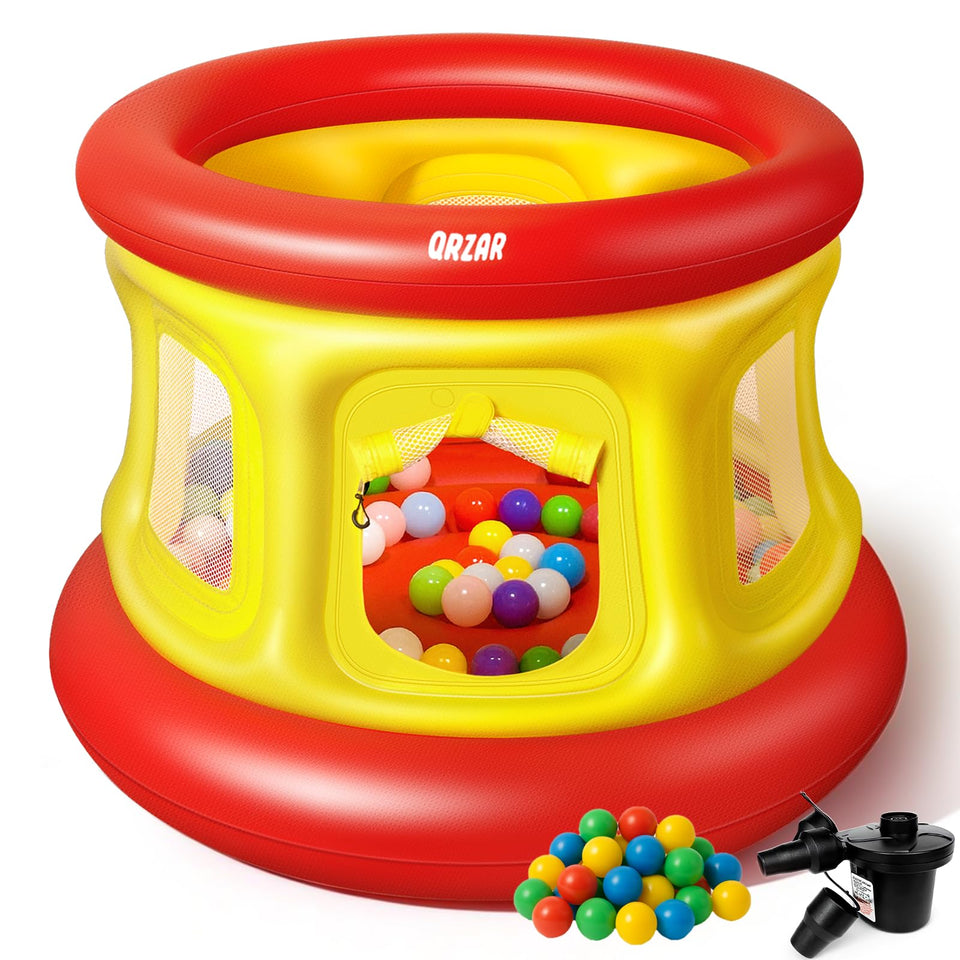 QRZAR all-in-1 bounce house ready for quick setup and active indoor or outdoor play