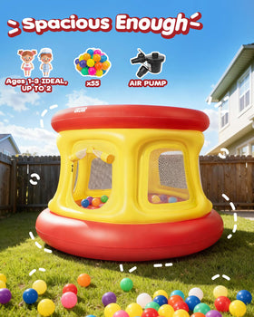 QRZAR bounce house with ocean balls for sensory-rich playtime and colorful exploration