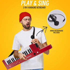 Includes wired microphone and accessories for instant performances.