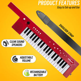 Portable QShark keyboard with carry strap ideal for travel and parties.