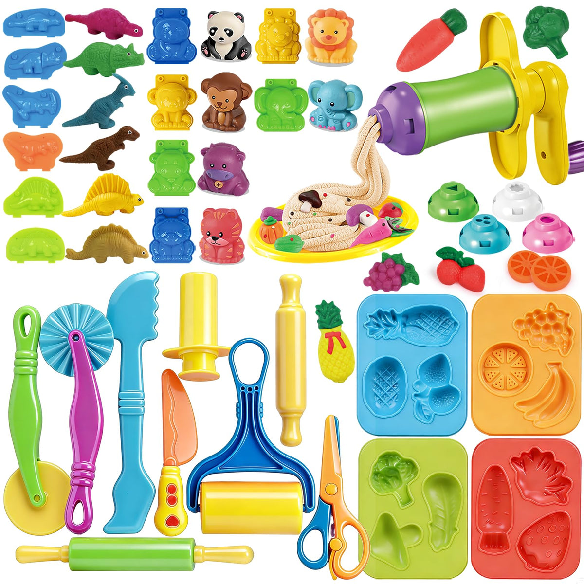 QSKJJI 31-piece dough tools set for imaginative play and motor skill development.