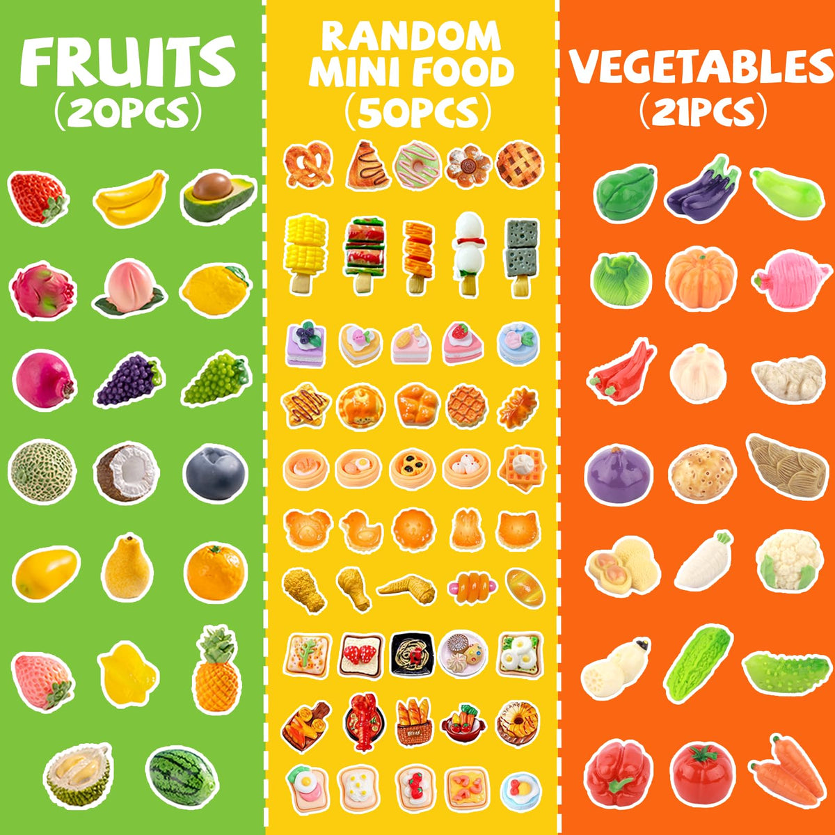 QSKJJI assorted mini fruits for realistic pretend shopping.