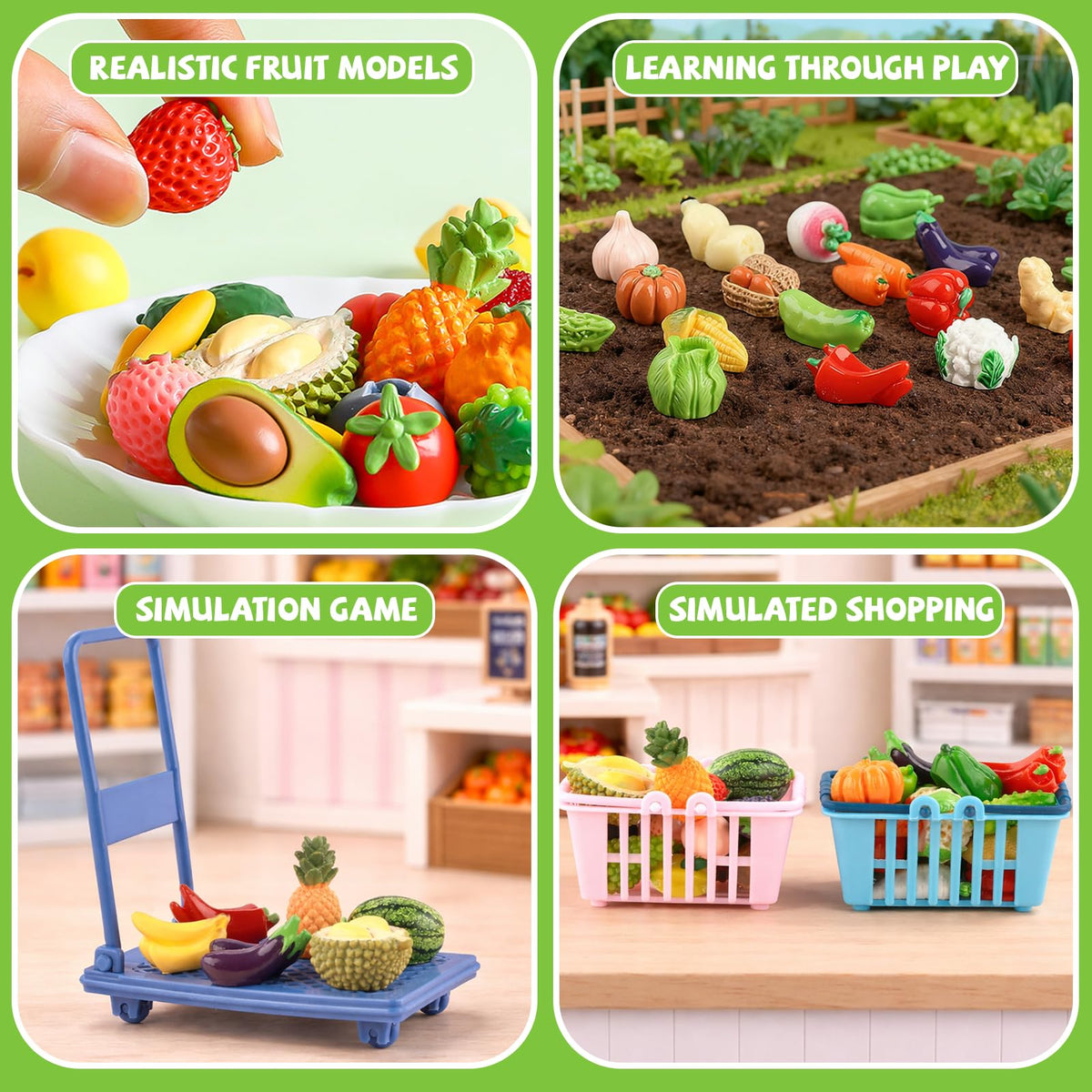 QSKJJI three-shelf supermarket display for imaginative shopping scenes.