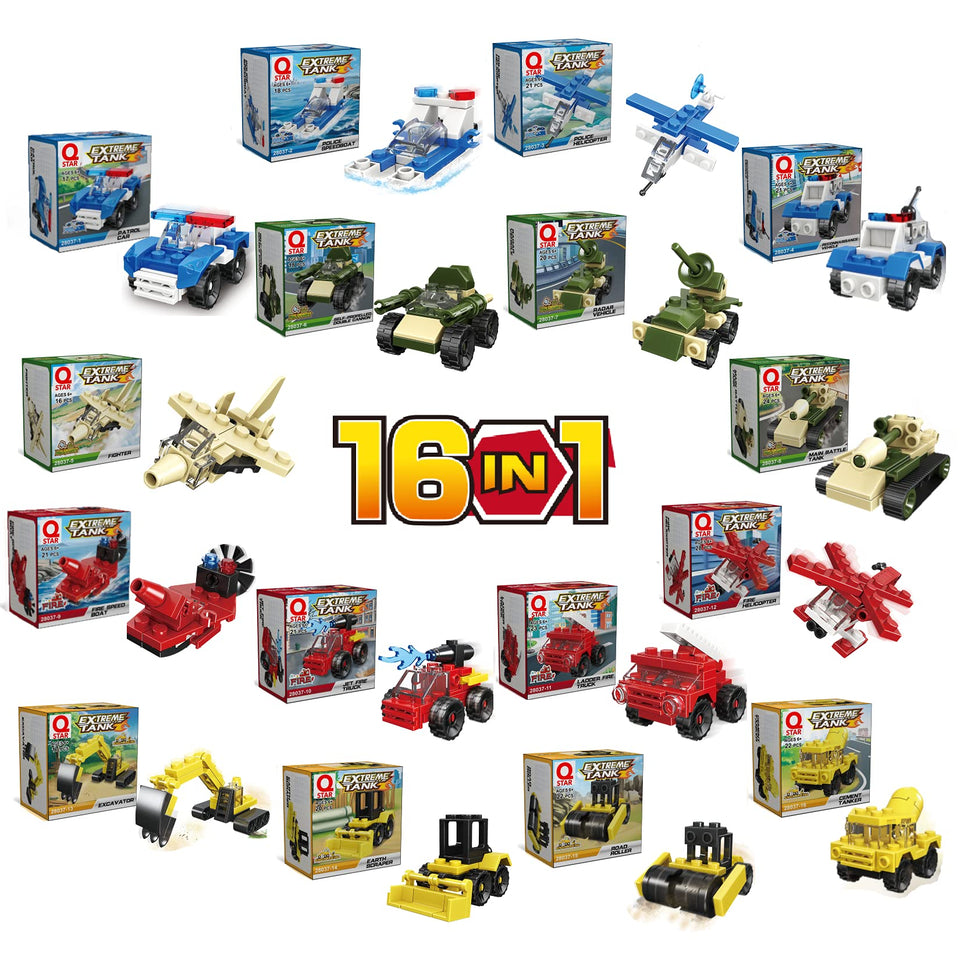 QStar Mini 16-car set with Fire themed vehicle for vibrant party play and imaginative stories