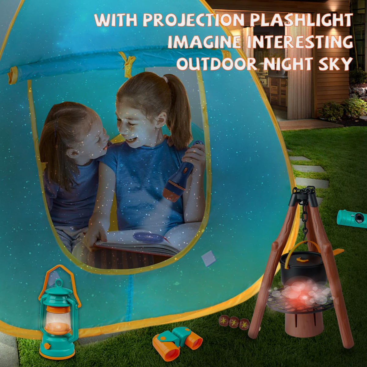 Qtioucp starry sky projector flashlight creates colorful nebulae