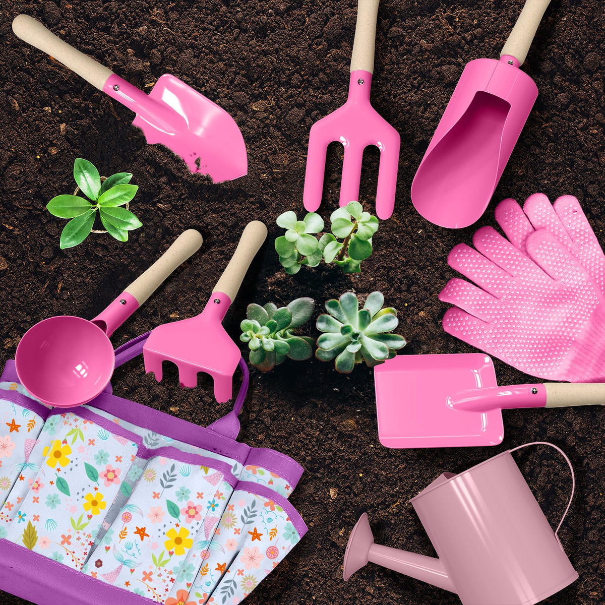 Qtioucp gardening gloves Mermaid Rose Red protect little hands for safe garden tasks.