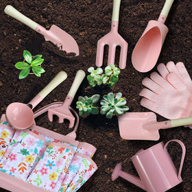 Qtioucp bright metal planting tools with hardwood handles for safe use