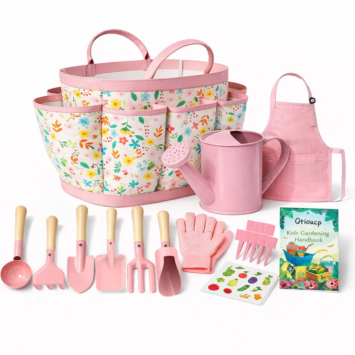 Qtioucp kids gardening set tote bag keeps tools organized during outdoor play