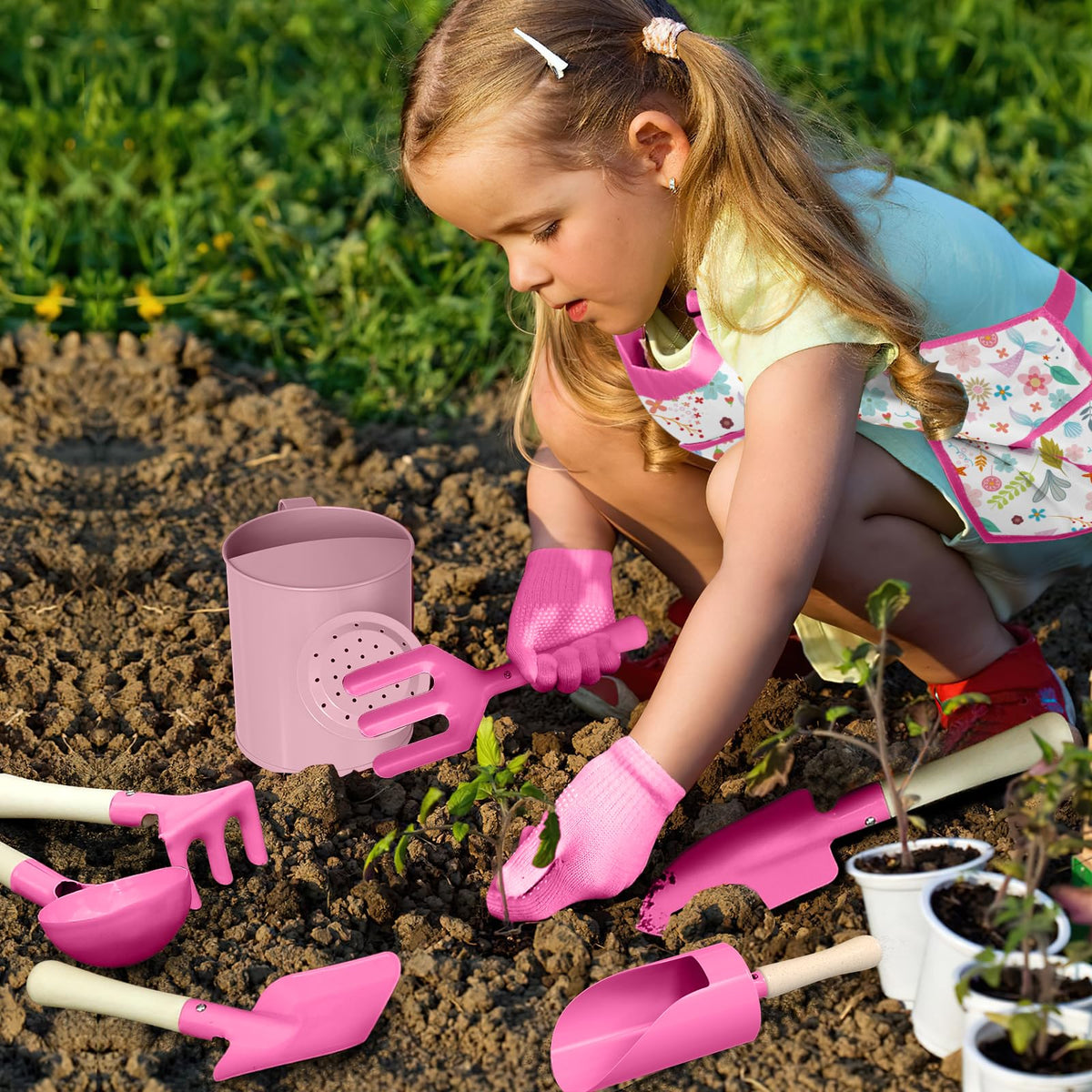 Qtioucp trowel Mermaid Rose Red lightweight tool supports budding gardeners.