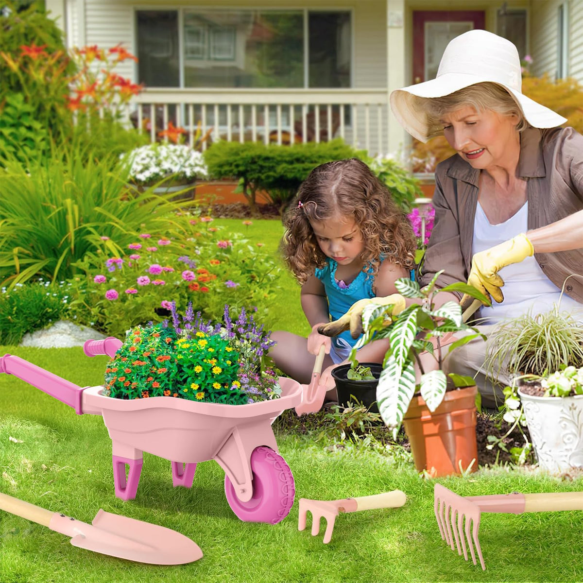 Qtioucp kids gardening stickers add fun while labeling plants and tools