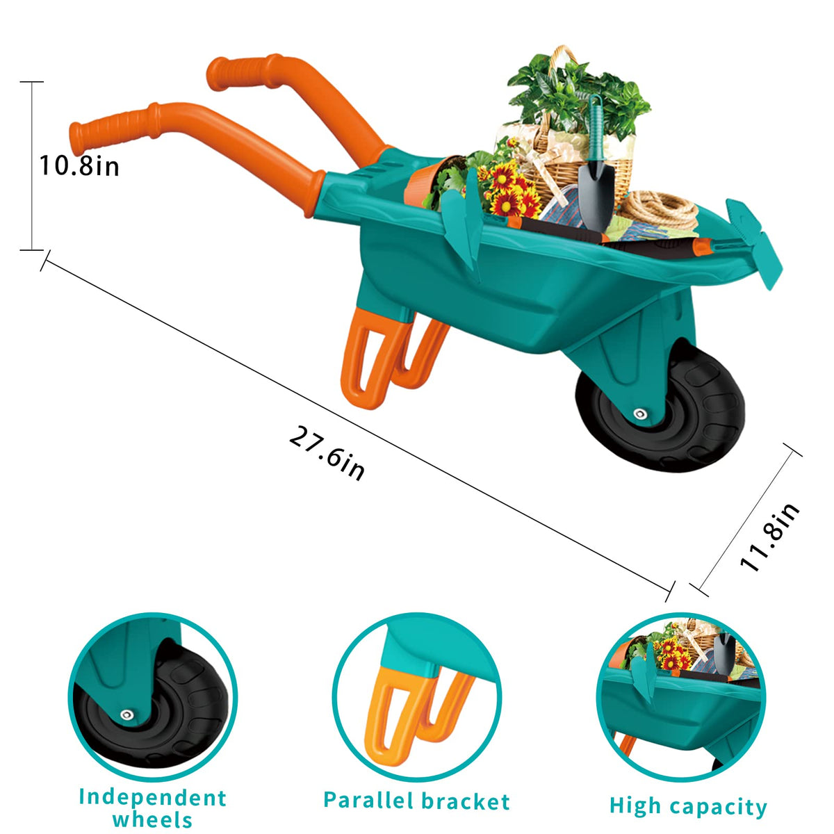 Qtioucp kids gardening tools set with child-sized trowel and rake for hands-on learning.