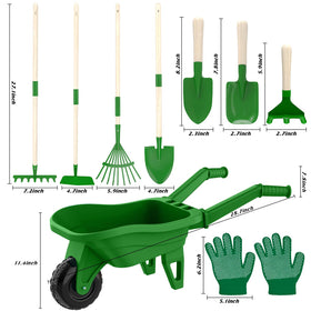 Qtioucp kids gardening tools set with wooden handles for early STEM learning.
