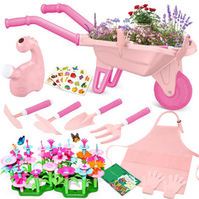 Qtioucp kids gardening wheelbarrow is sized for tiny hands and safe to use.