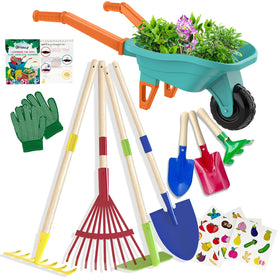 Qtioucp kids gardening wheelbarrow boosts outdoor helping and transport in the yard