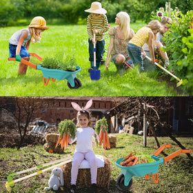 Qtioucp long-handle tools assist kids with easy digging and raking
