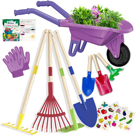 Qtioucp kids wheelbarrow in bright green for safe yard help