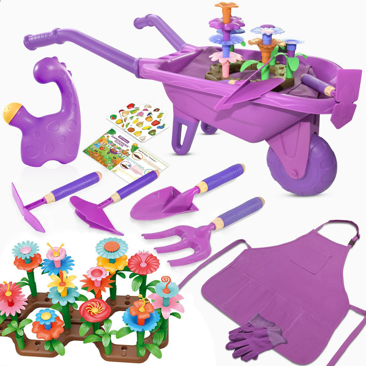 Qtioucp kids wheelbarrow in action, a helper for toddlers’ garden tasks.