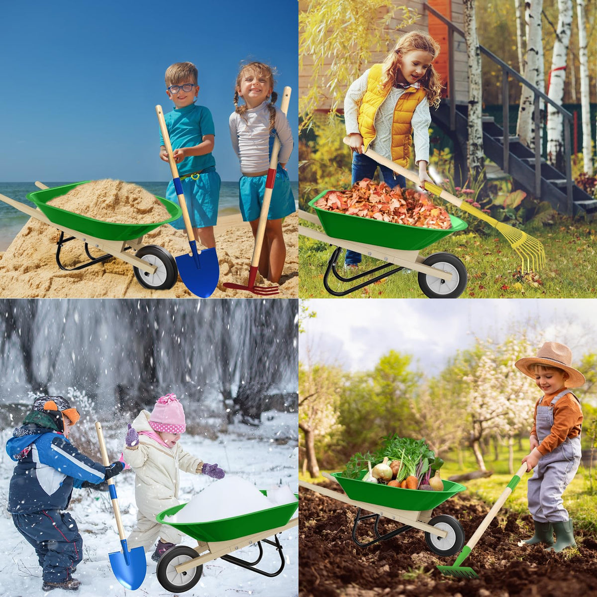 Qtioucp Kids Wheelbarrow Set gardening handbook supports STEM learning.