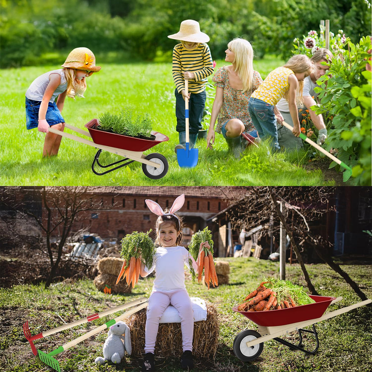 Qtioucp steel-frame wheelbarrow showing sturdy construction