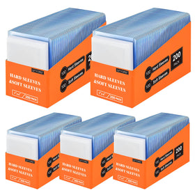 Qtyord 1000Pcs card protectors packaging shown as an organized value pack for collectors