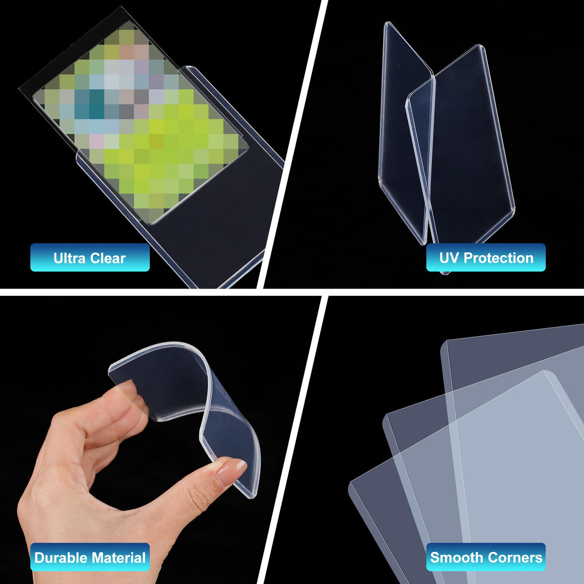 QTYORD hard plastic sleeves 3x4 blue offer durable, scratch-resistant protection.