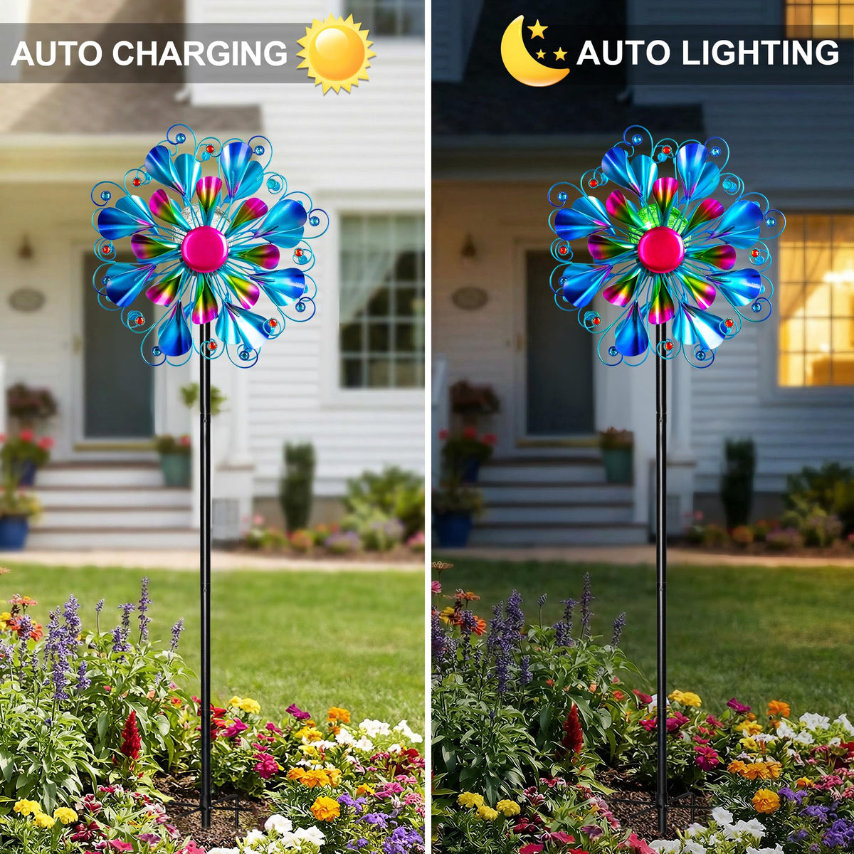 Qualdout Peacock tail color palette lights the evening garden