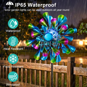 Qualdout 360-degree kinetic motion spins smoothly in light breeze for dynamic garden display.