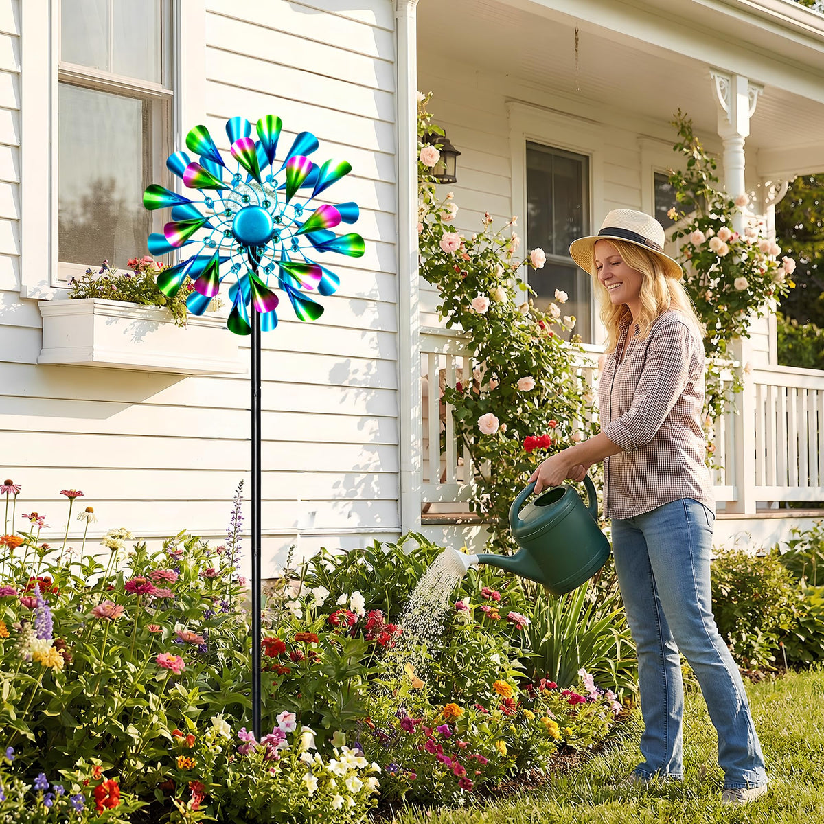 Qualdout Weatherproof metal construction withstands rain and sun for year-round outdoor decor.