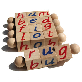 Quality Montessori phonetic reading blocks set up for hands-on word building to boost early literacy.