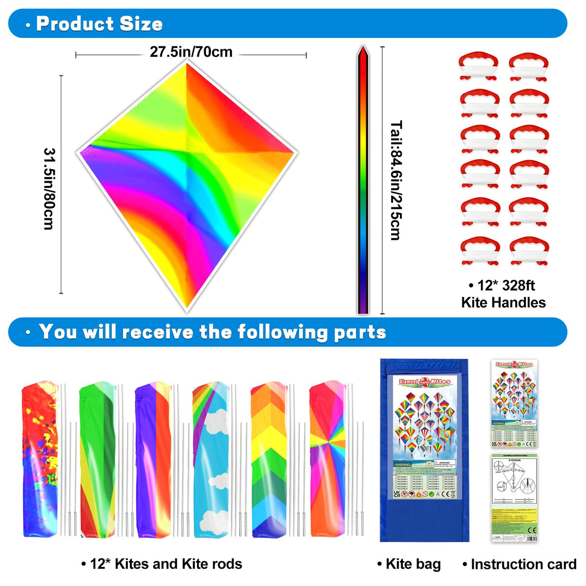 QUANA detachable middle pole kite for compact portable storage.