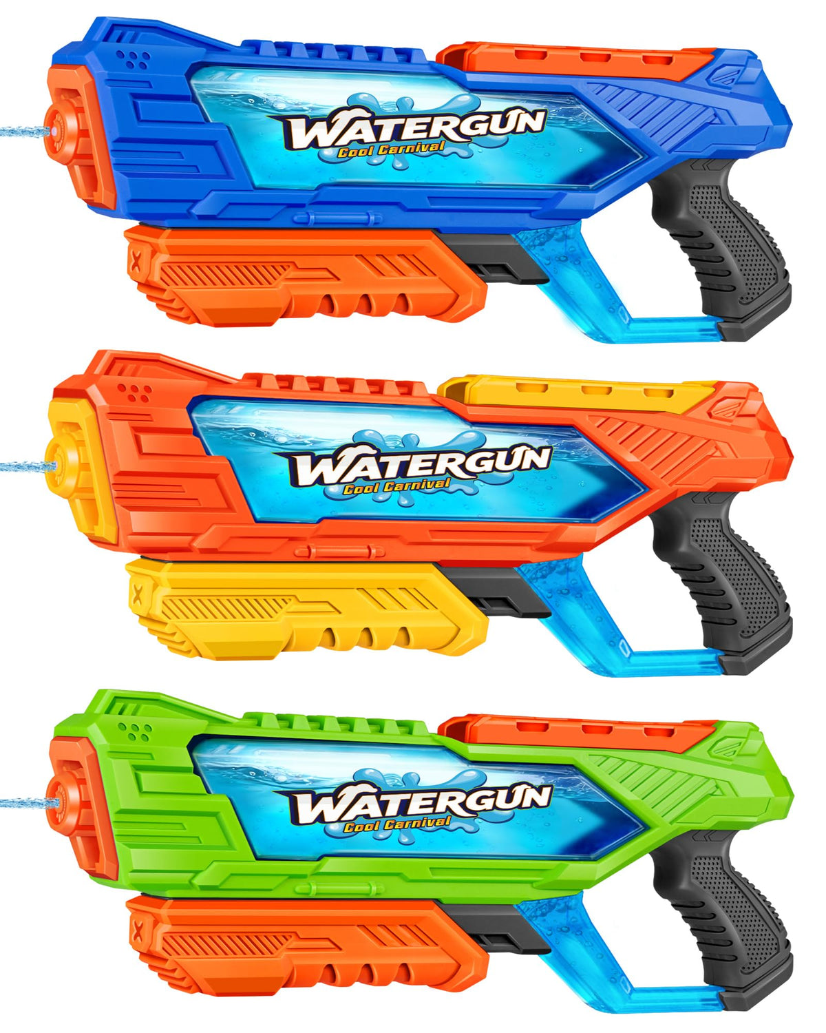Quanquer 1000cc water gun three-pack ready for summer pool fights.