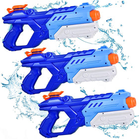 Quanquer blue 3-pack water guns for vibrant pool battles.