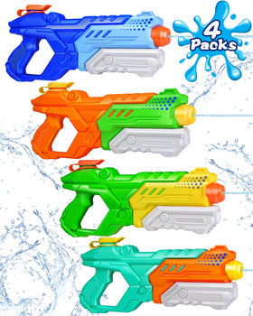 Quanquer 600cc water guns in a colorful 4-pack for family fun and easy refills.