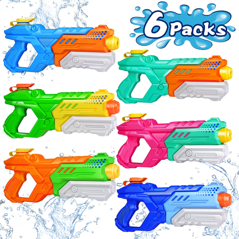 Quanquer 600cc water guns six-pack in vibrant colors for backyard fun