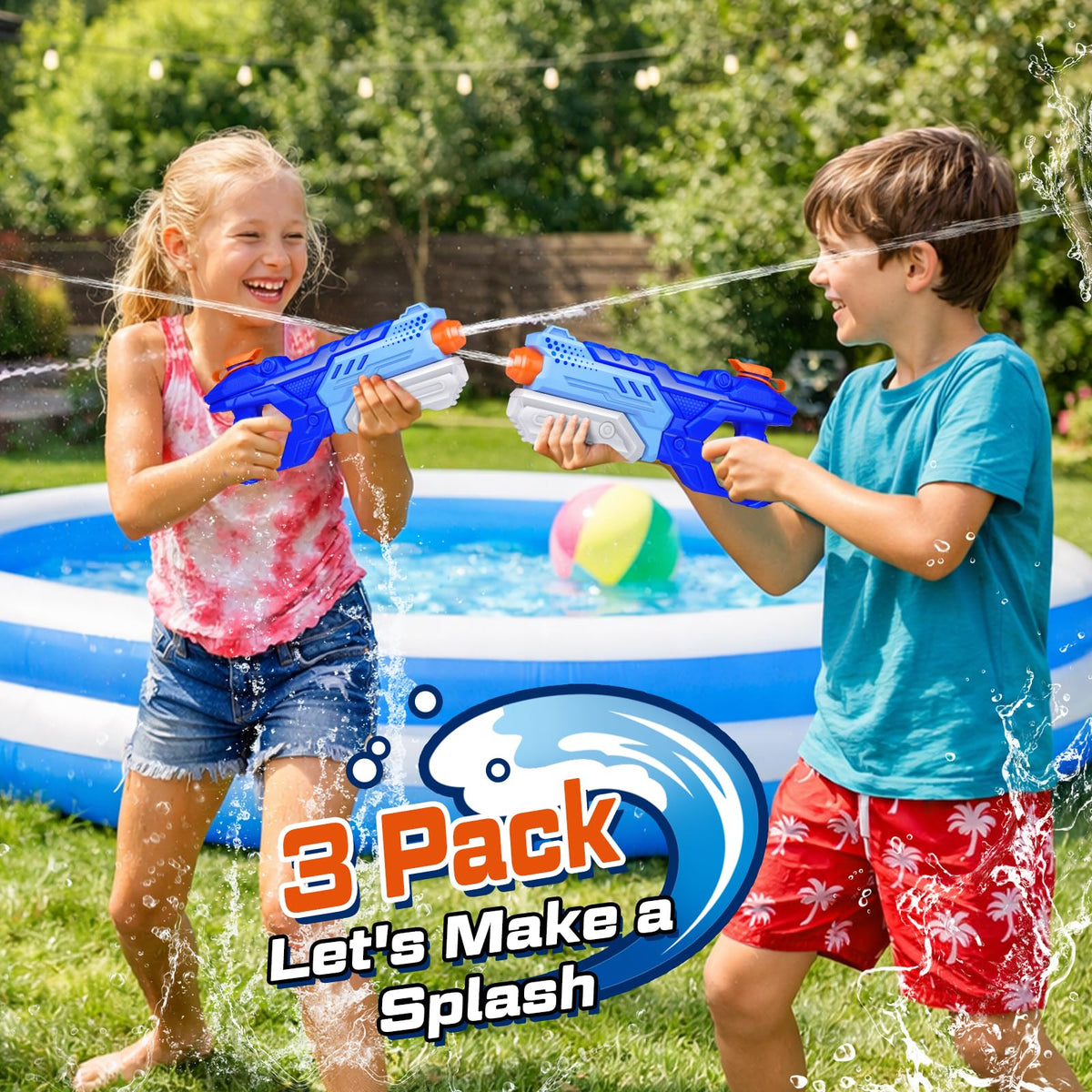 Quanquer beach and pool-ready water blasters for family fun.
