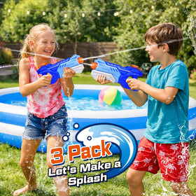 Quanquer beach and pool-ready water blasters for family fun.
