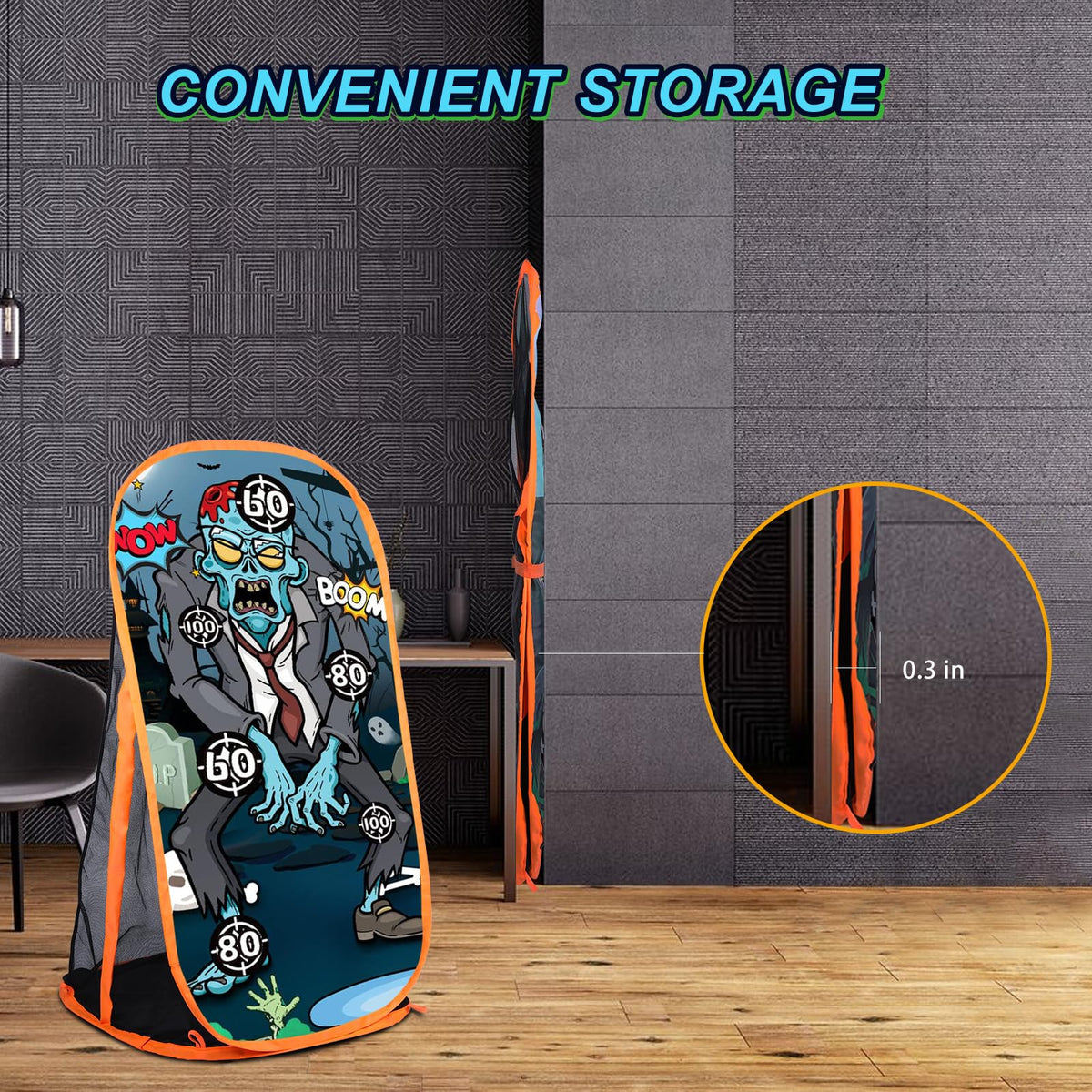 Quanquer foam ball storage net keeps balls organized during play.