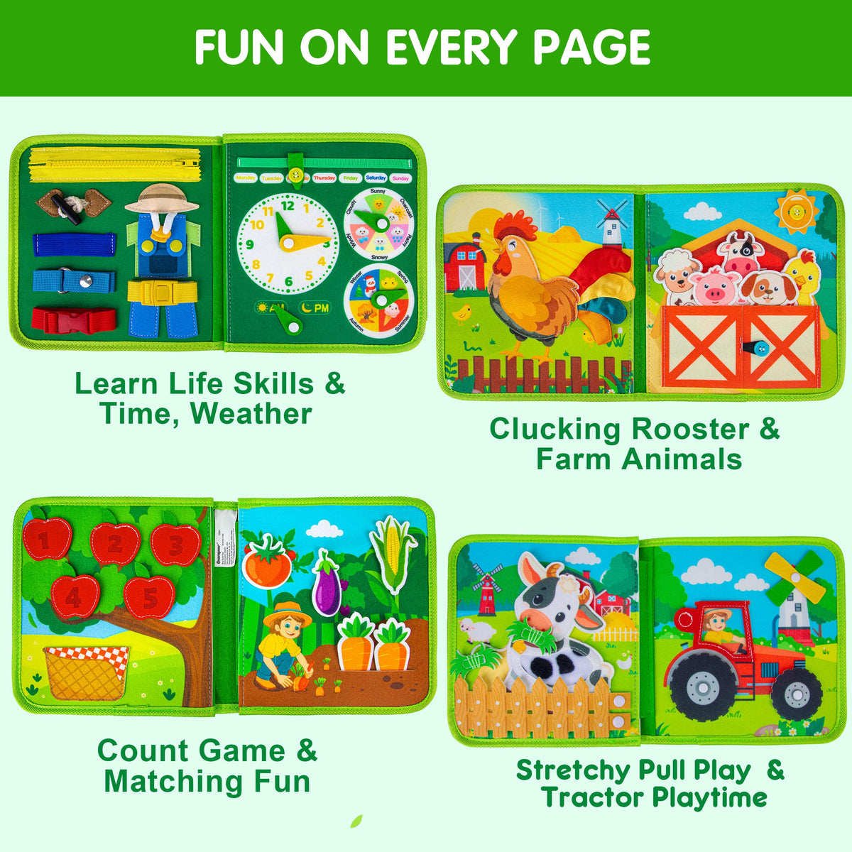 Quanquer Busy Board supports independent play and improves focus during quiet time.