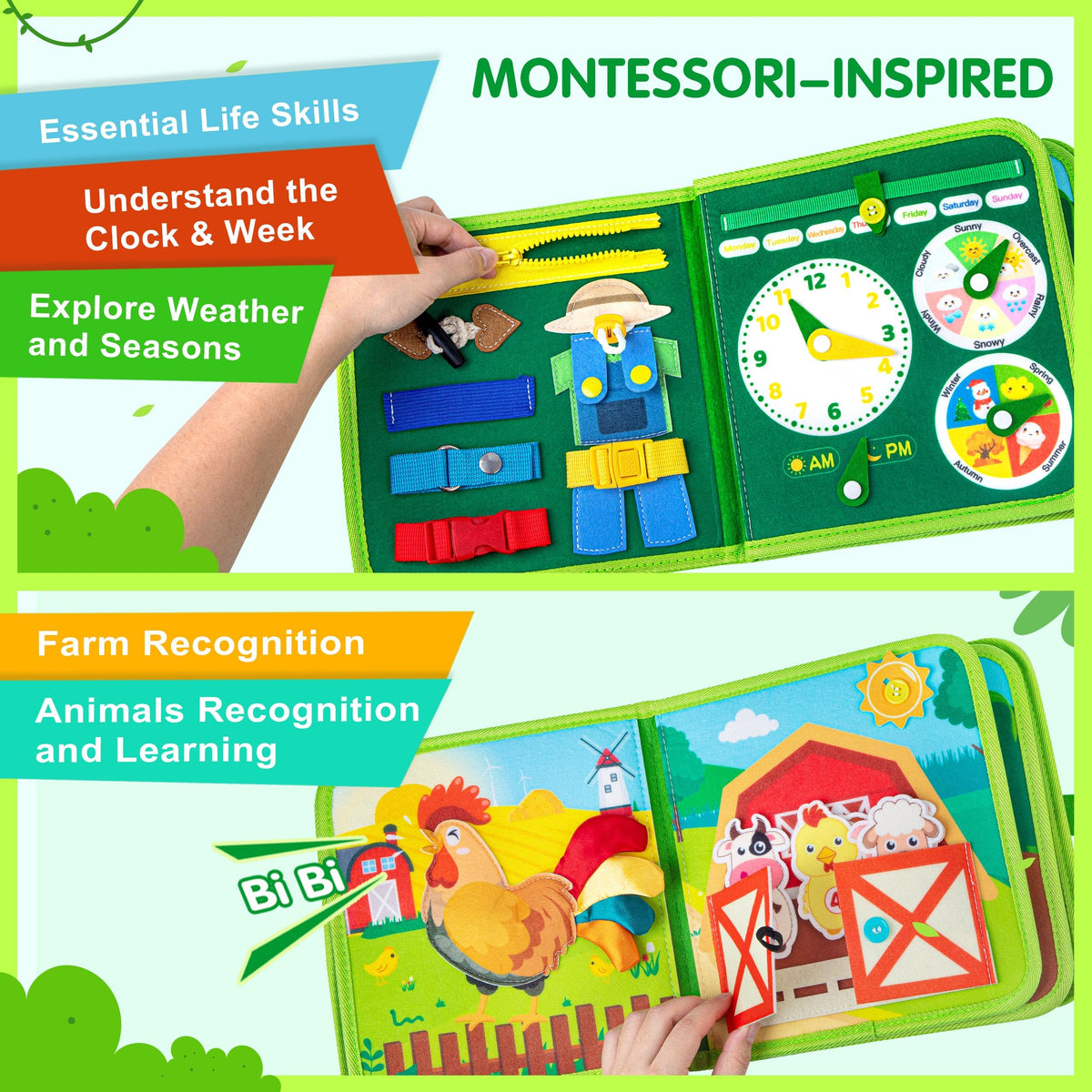 Quanquer Busy Board's sturdy fabric design ensures safe long-lasting toddler use.