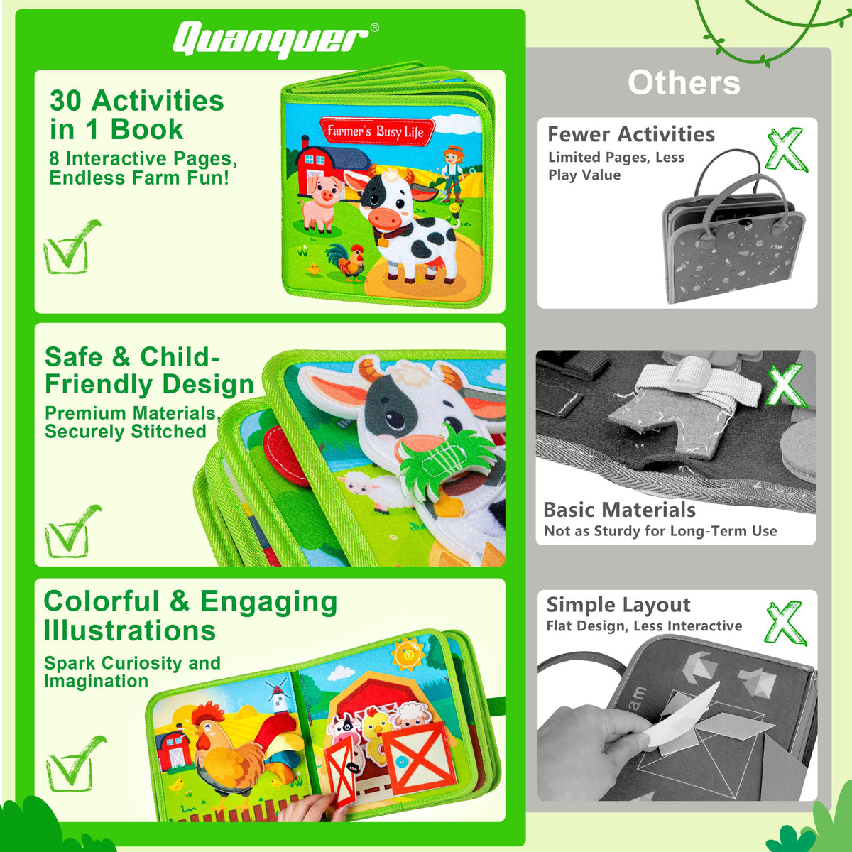 Quanquer Busy Board zipper activity helps toddlers practice self-care skills on the go.