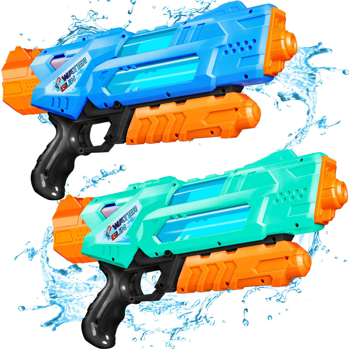 Quanquer 2-pack water guns with 1200cc capacity for big pool battles