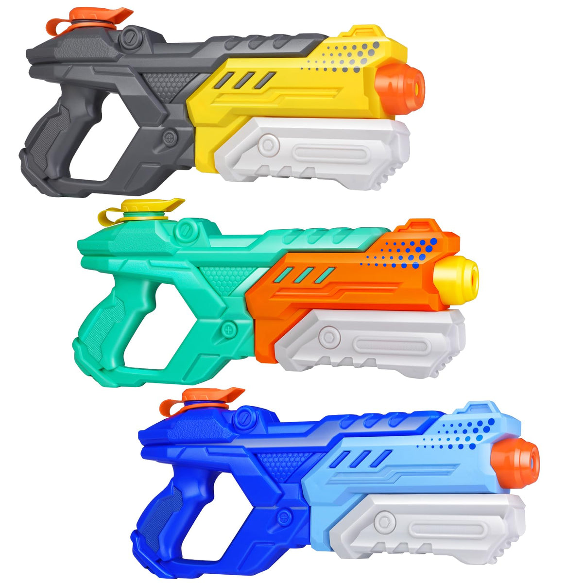 Quanquer water gun 600cc three-pack in bright colors for outdoor battles