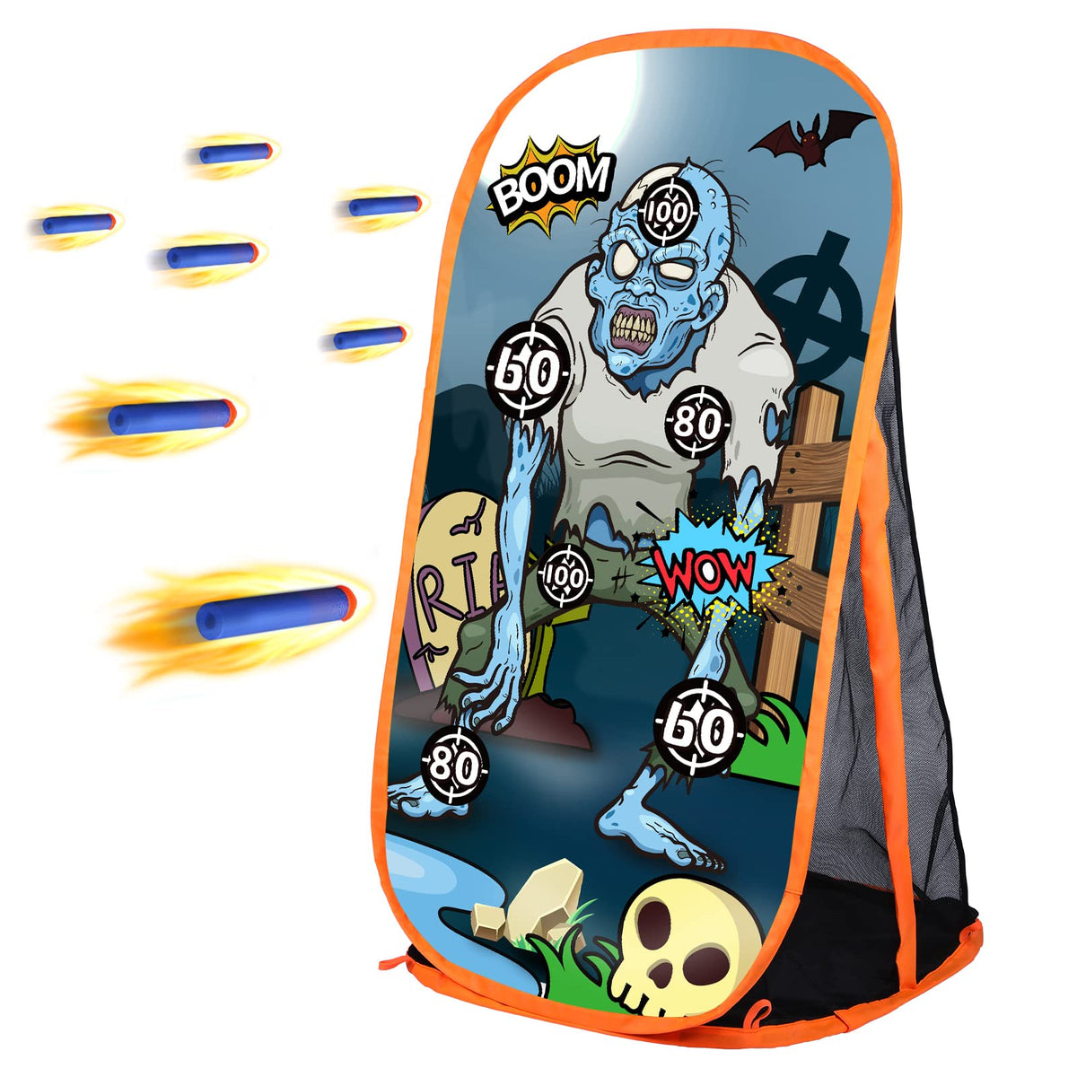 Quanquer zombie target with net for indoor and outdoor shooting practice.