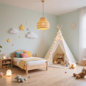 Quaocens teepee tent folds flat for easy storage between parties or naps.