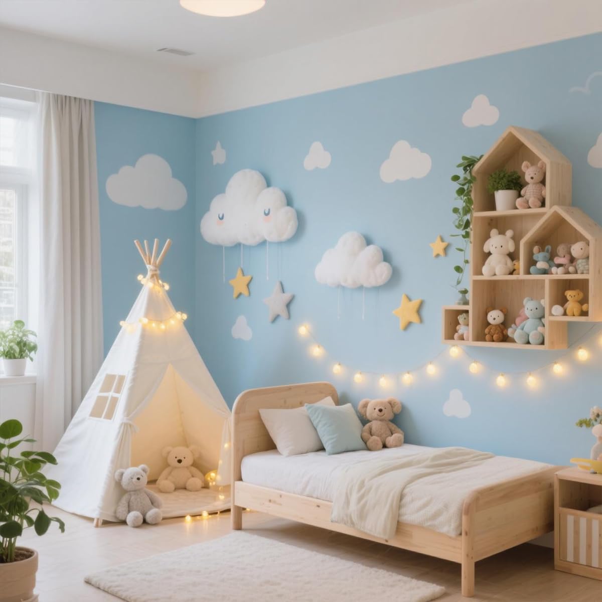 Quaocens white canvas teepee blends with any room for creative reading corners.